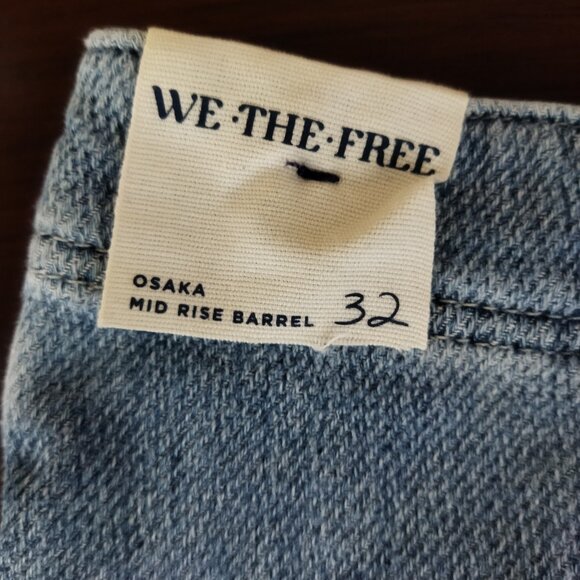 Free People - Osaka Mid Rise Barrel Jeans - Sky - Size 32 - Picture 6 of 8